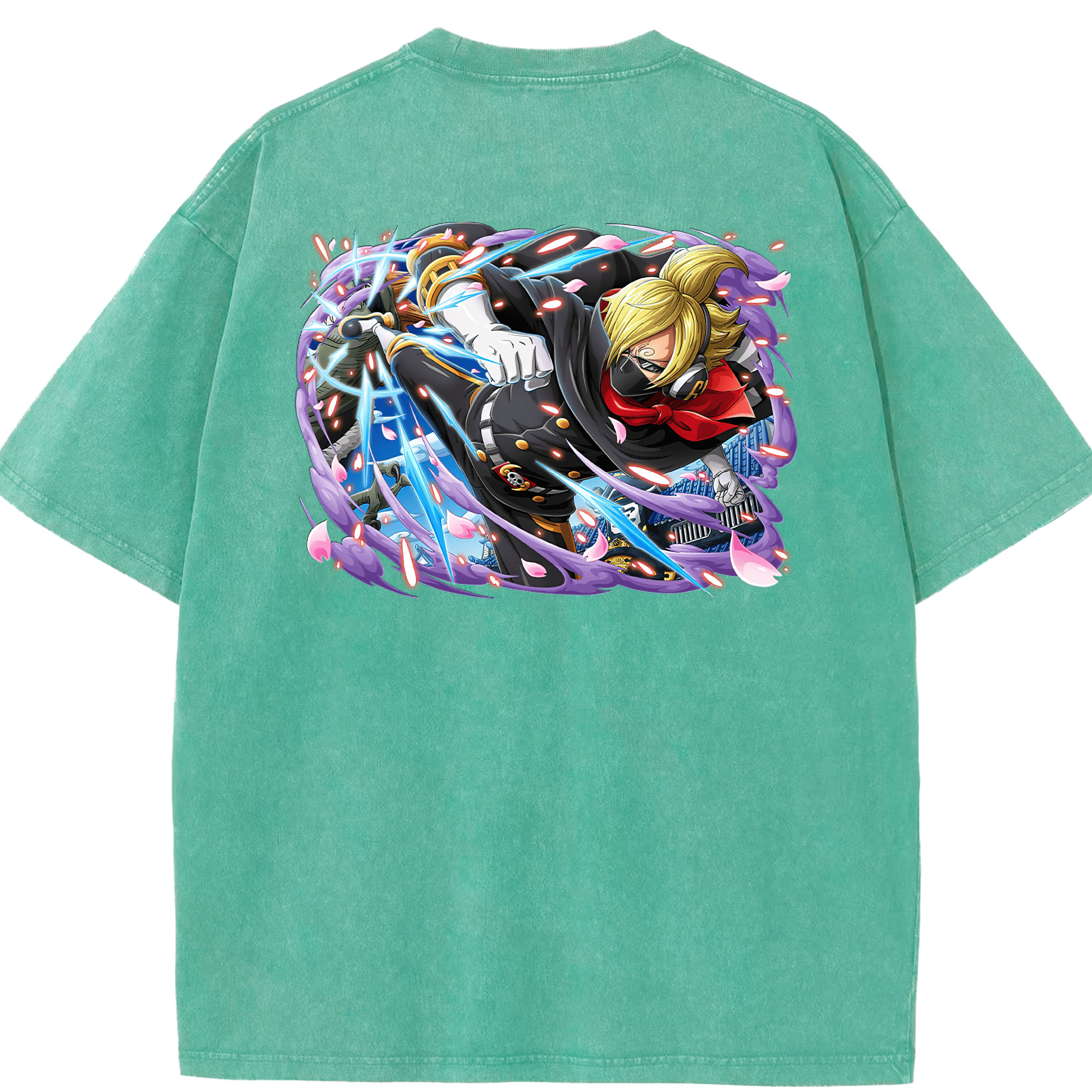 ワンピース サンジ ONE PIECE Sanji 綿100% ヴィンテージ風 半袖Tシャツ（背面プリント）